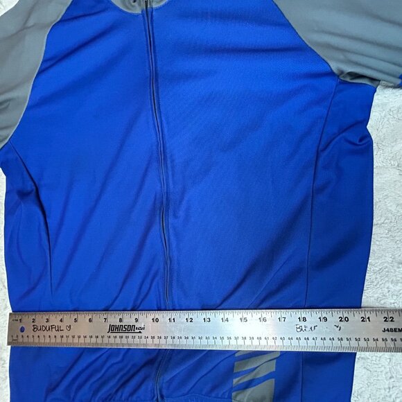 Aero Tech Design Custom Full-Zip Long Sleeve Cycling Jersey 2XL Blue Gray Pocket - Picture 7 of 7